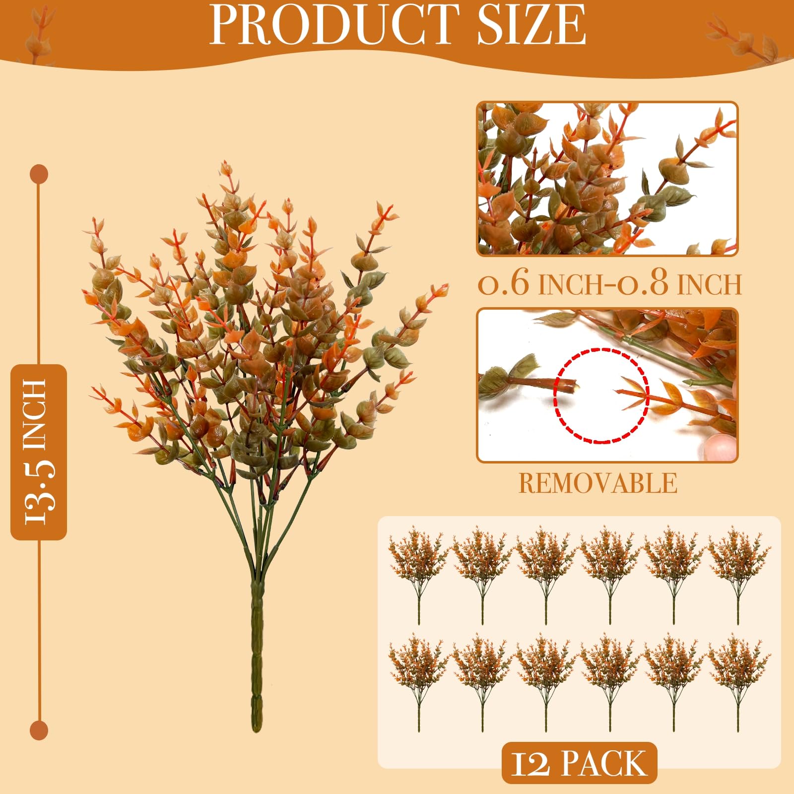 12 Bundles Artificial Fall Flowers for Outdoors Fall Thanksgiving Decorations, UV Resistant Fake Mums Faux Fall Plants Plastic Greenery Shrub Porch Home Harvest Gardens Autumn Decor(Brown Orange) - Image 3