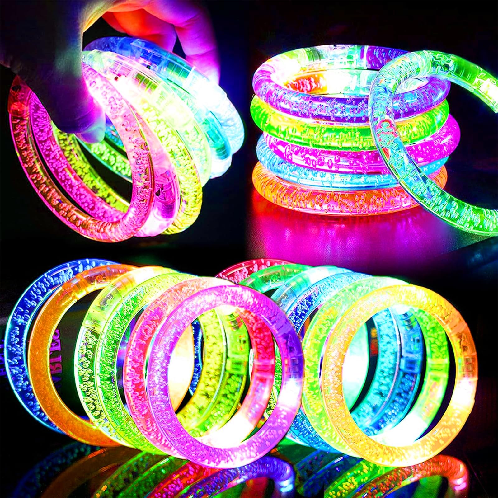 178 Pcs Glow In The Dark New Years Eve Party Supplies 2026 Decorations with 6 Led Glasses 6 Light Up Headbands 12 Flashing Bracelets 6 Noise Makers Necklaces 100 Glow Sticks Party Favors for New Years - Image 4