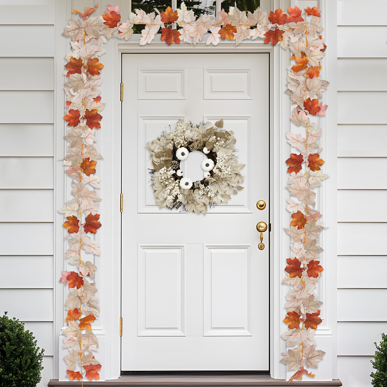 2 Pack Fall Maples Leaves Garland Fall Thanksgiving Decorations for Home Total 11.8Ft Fall Leaves Garland Hanging Artificial Autumn Foliage Garlands for Home Wedding Mantle Fireplace Party Christmas - Image 3