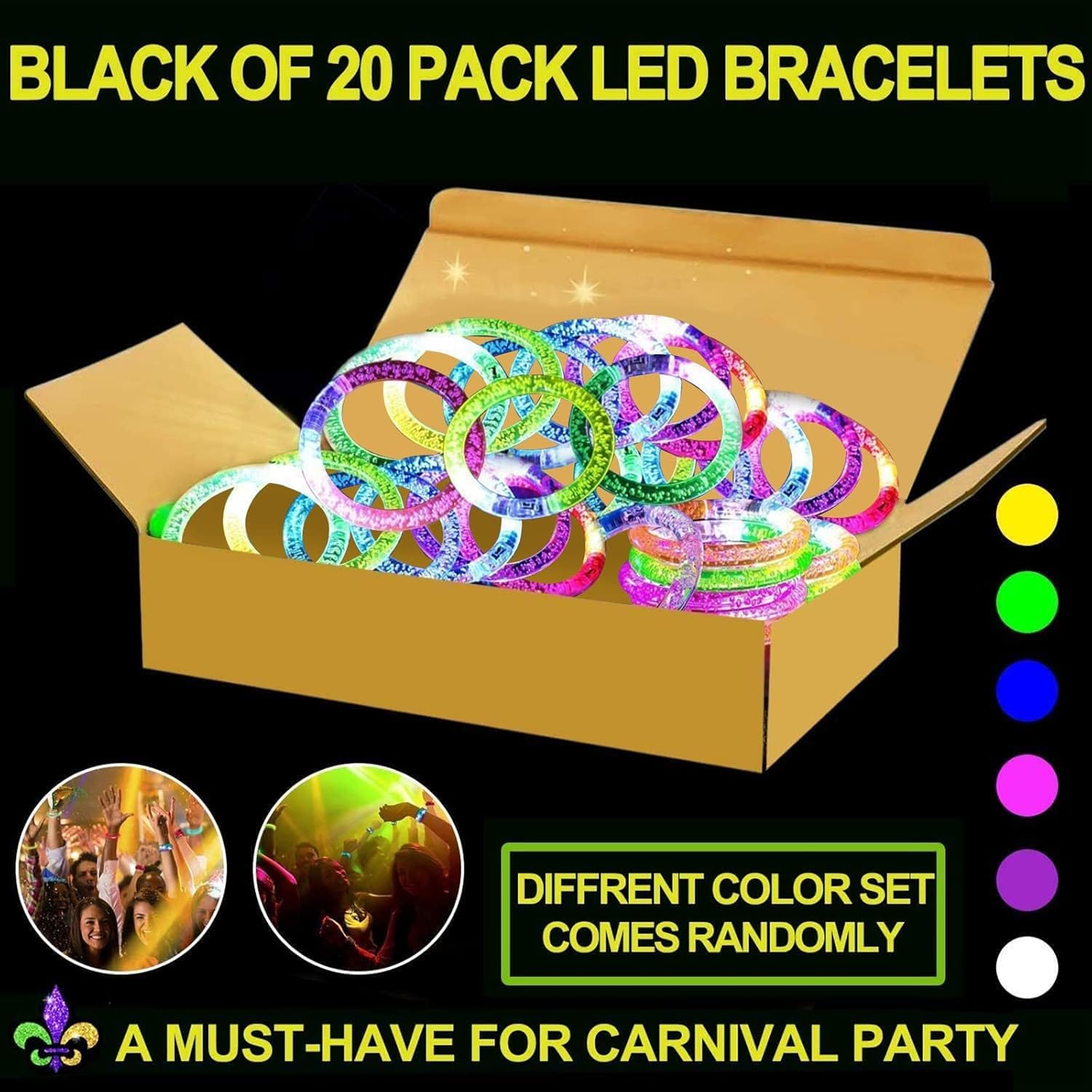 20 Pack LED Glow Bracelets Party Favors for Adult Glow in The Dark Party Supplies, LED Bracelet Light Up Toys Neon Birthday Wedding Gifts, Goodie Bags Stuffers, Classroom Games Prizes Patriotic - Image 3