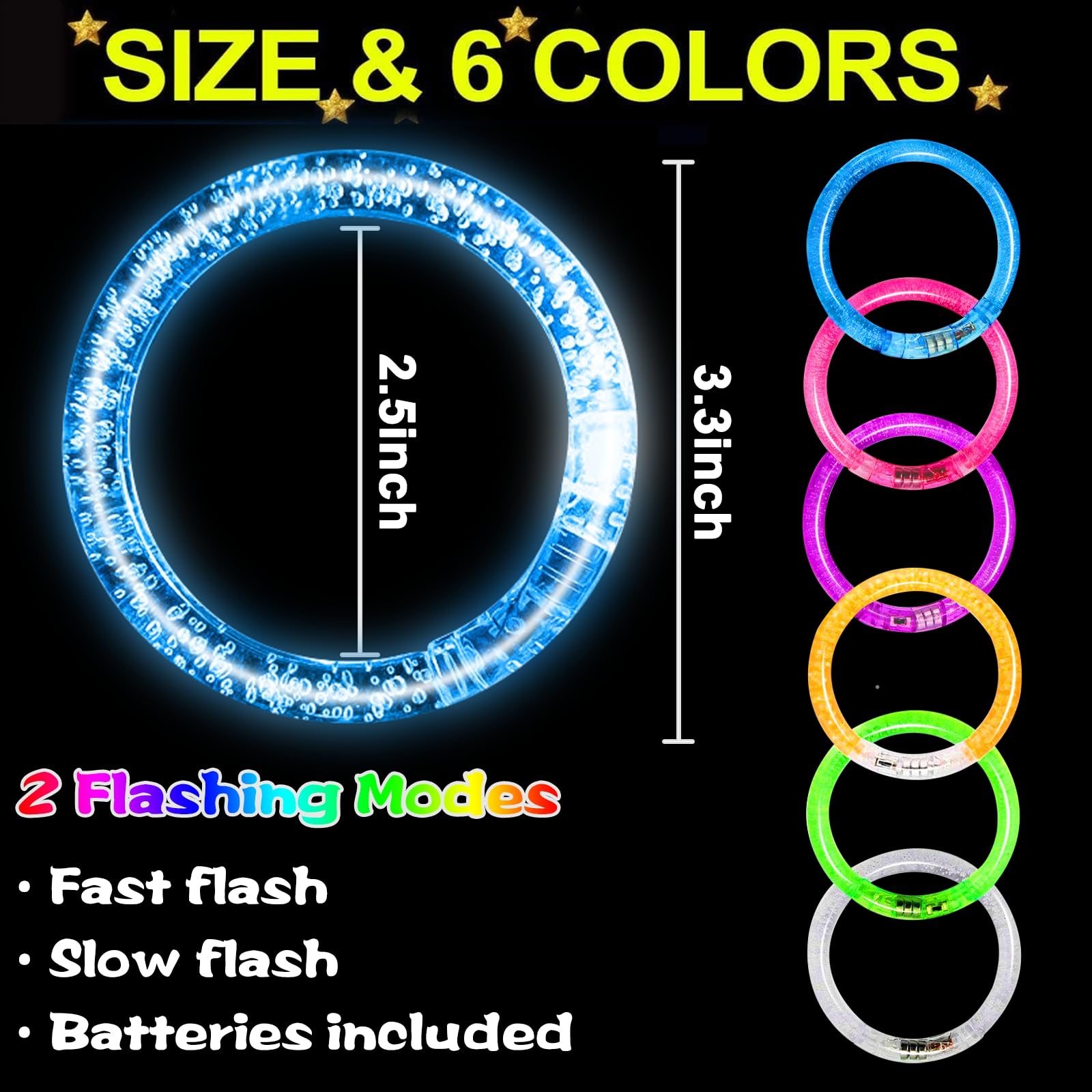 20 Pack LED Glow Bracelets Party Favors for Adult Glow in The Dark Party Supplies, LED Bracelet Light Up Toys Neon Birthday Wedding Gifts, Goodie Bags Stuffers, Classroom Games Prizes Patriotic - Image 4