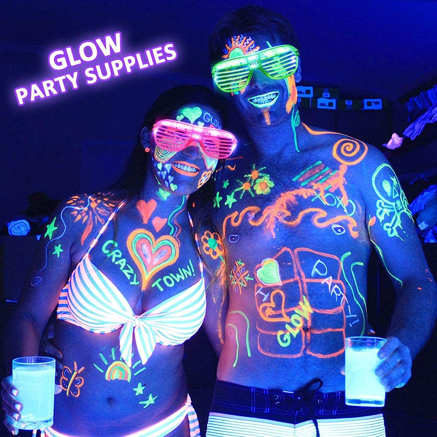 30 Pack LED Glasses Glow in The Dark Party Supplies Glow Sticks Glasses Party Favors Rave Neon Shutter Shades Light Up Glasses Sunglasses Party Favors for Kids/Adults Birthday Wedding Patriotic - Image 6