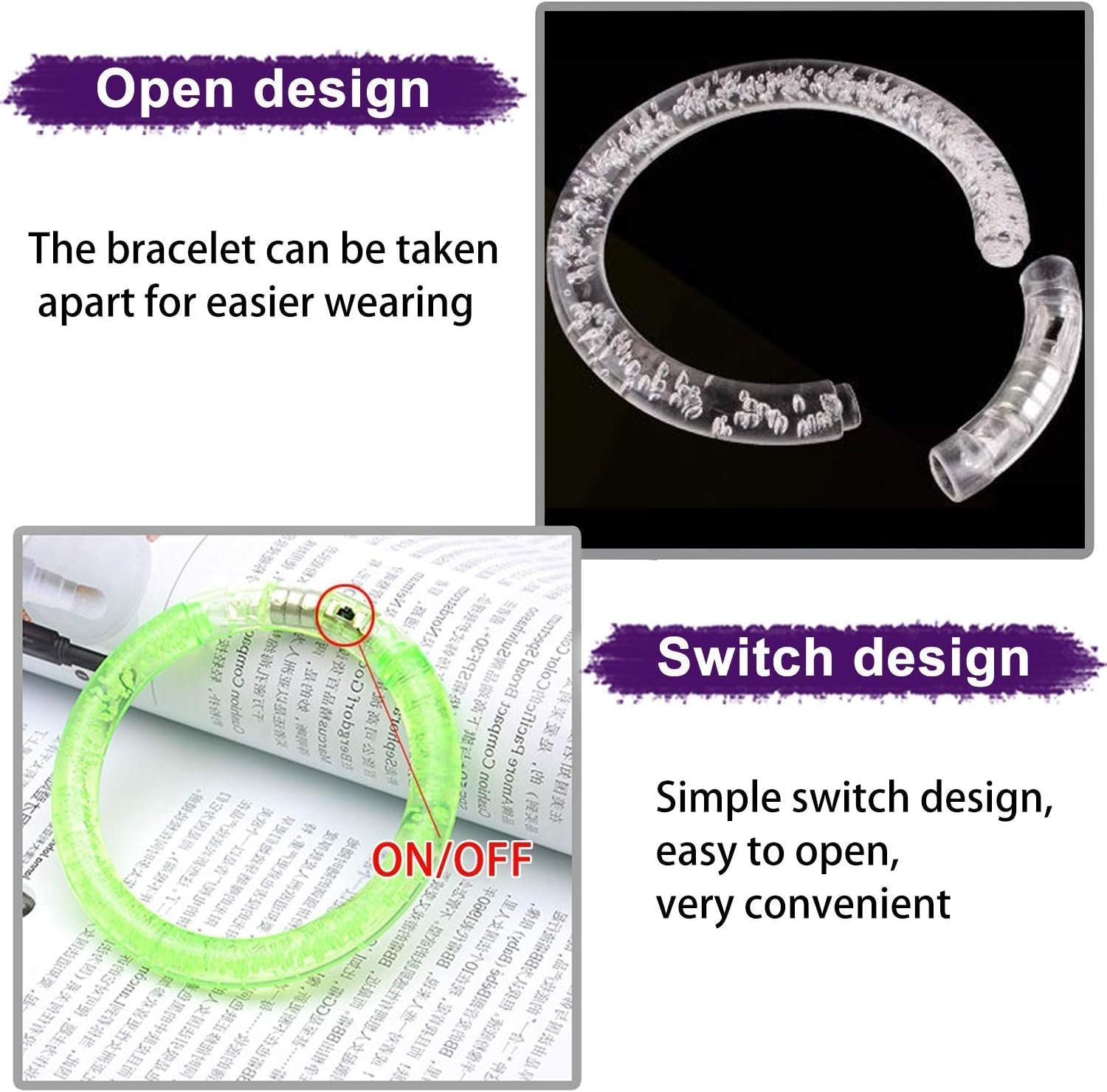 AMENON 24 Pack Glow In The Dark LED Bracelets Party Favors for Adult Party Supplies Flashing Light Up Bracelet Glow Sticks Party Toys Neon Accessory Concert Birthday Party Games Gifts Patriotic - Image 4