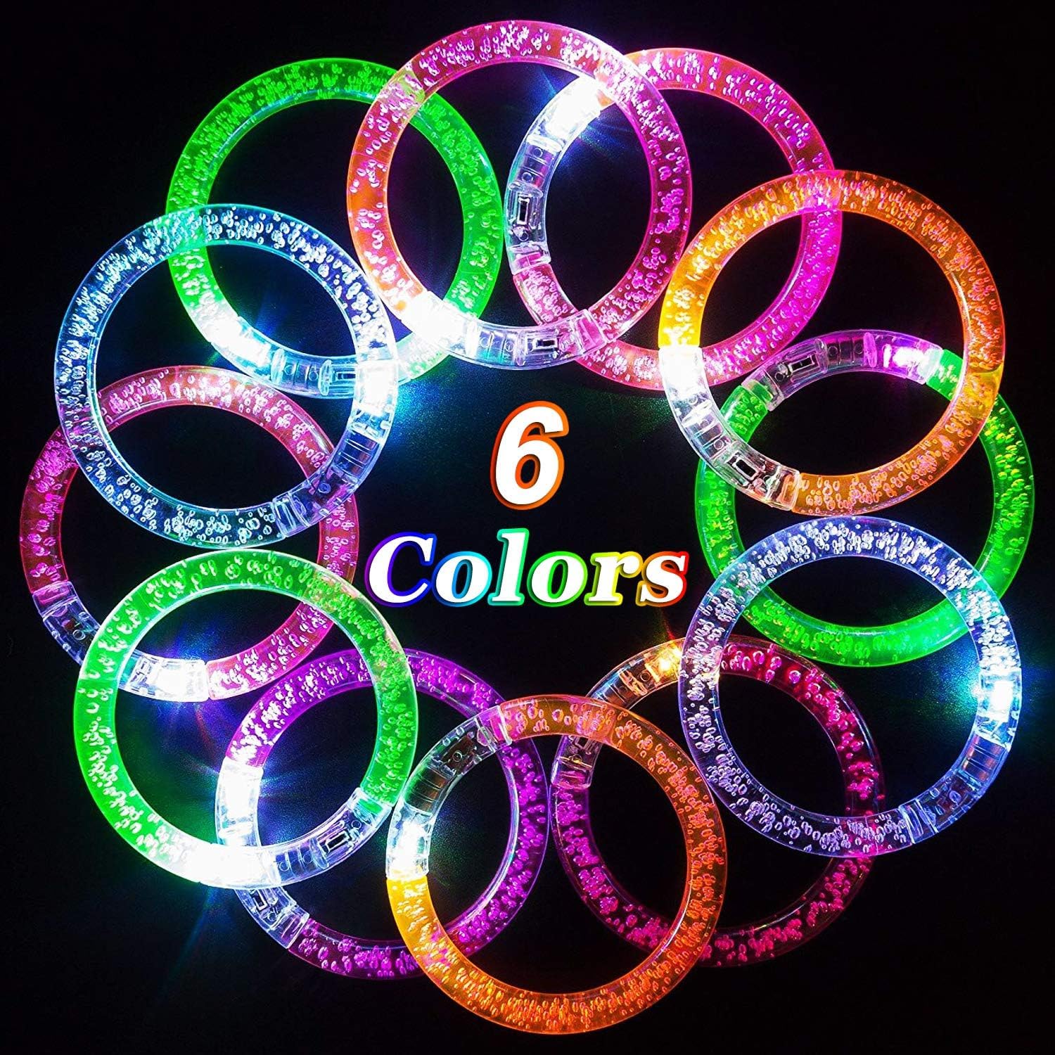 AMENON 24 Pack Glow In The Dark LED Bracelets Party Favors for Adult Party Supplies Flashing Light Up Bracelet Glow Sticks Party Toys Neon Accessory Concert Birthday Party Games Gifts Patriotic - Image 7