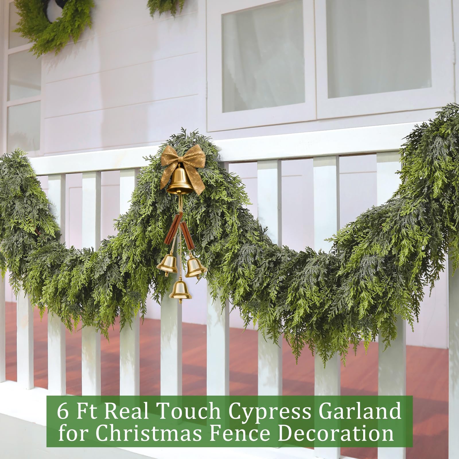 Extra Thick & Lush - 6 Ft by 10 Inch Real Touch Christmas Cedar Garland Artificial Realistic Soft Thickness Greenery Pine Cypress Garlands Christmas Garland for Mantle Fireplace Home Indoor Outdoor - Image 5