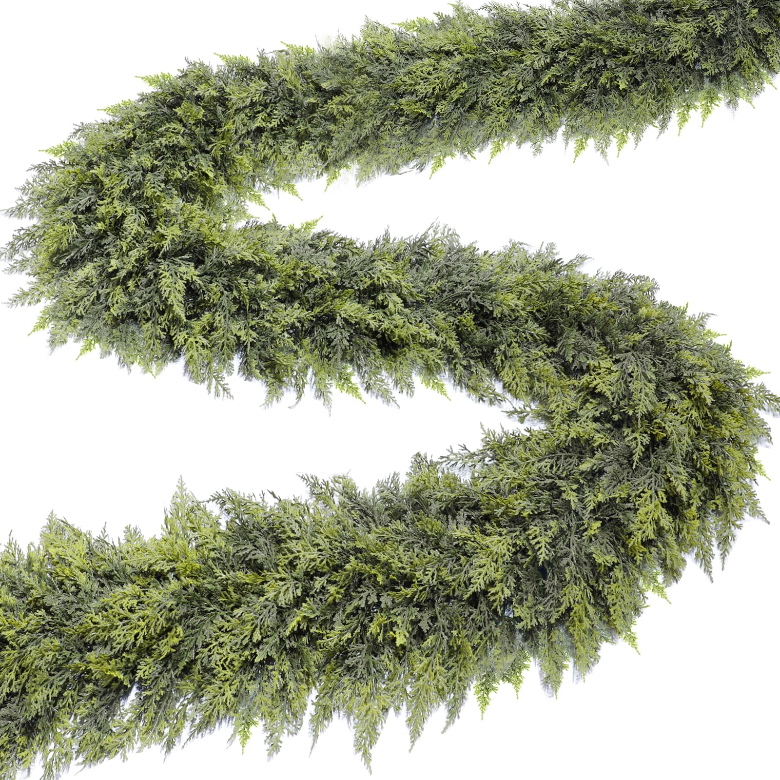 Extra Thick & Lush - 6 Ft by 10 Inch Real Touch Christmas Cedar Garland Artificial Realistic Soft Thickness Greenery Pine Cypress Garlands Christmas Garland for Mantle Fireplace Home Indoor Outdoor - Image 8