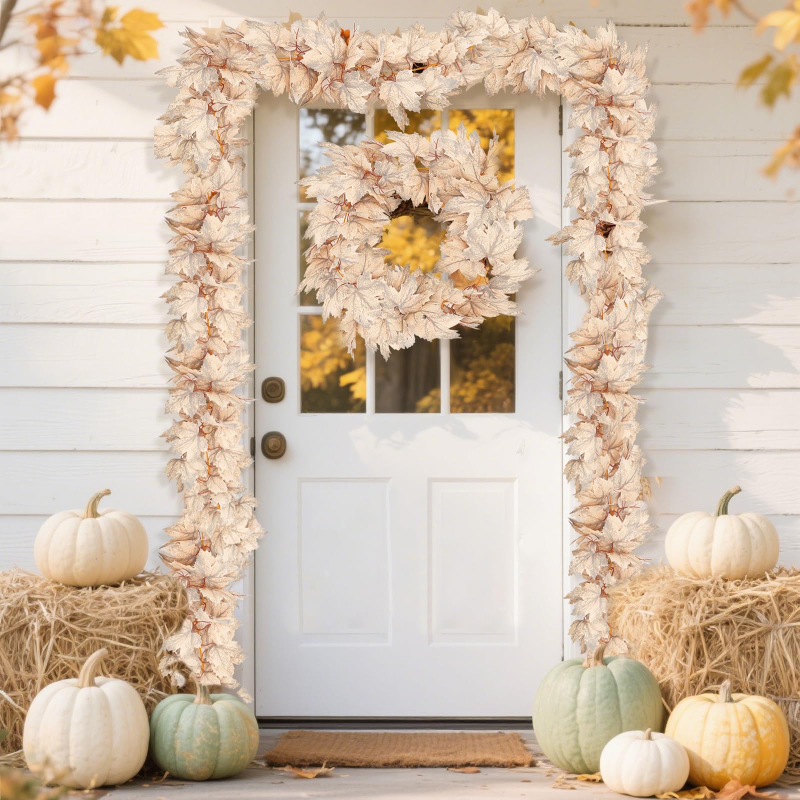 Fall Garland for Mantle Fall Thanksgiving Decorations for Home, 6 FT Fall Leaves Garland Hanging Artificial Autumn Foliage Garlands Thanksgiving Decor for Home Wedding Mantle Fireplace Party Christmas - Image 3