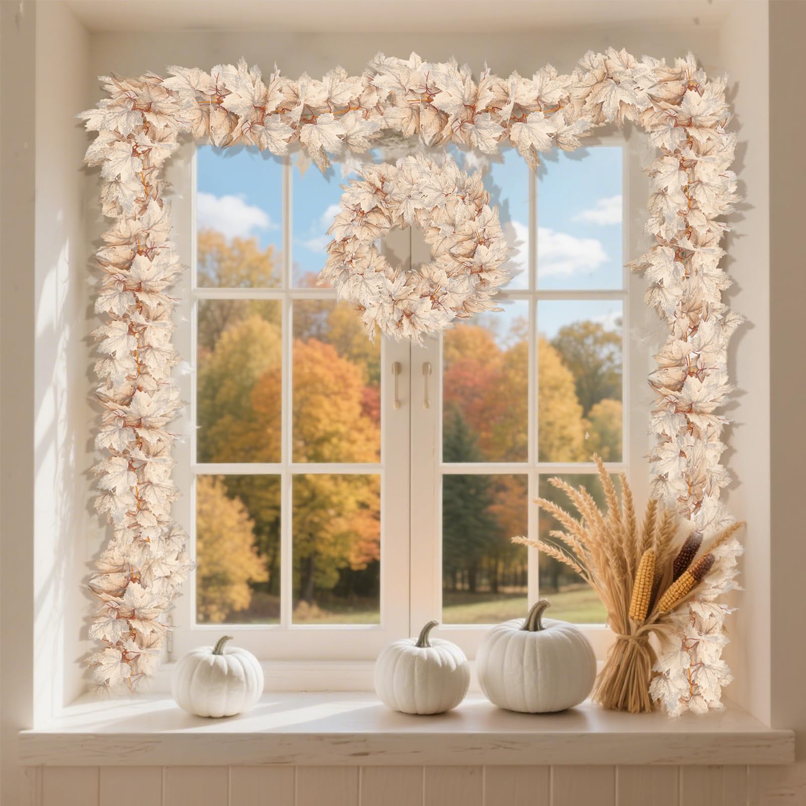 Fall Garland for Mantle Fall Thanksgiving Decorations for Home, 6 FT Fall Leaves Garland Hanging Artificial Autumn Foliage Garlands Thanksgiving Decor for Home Wedding Mantle Fireplace Party Christmas - Image 4