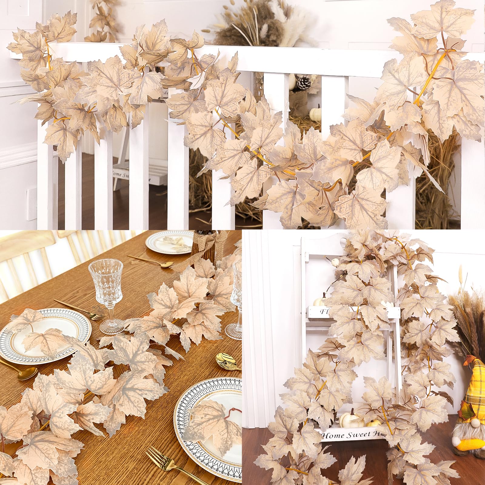 Fall Garland for Mantle Fall Thanksgiving Decorations for Home, 6 FT Fall Leaves Garland Hanging Artificial Autumn Foliage Garlands Thanksgiving Decor for Home Wedding Mantle Fireplace Party Christmas - Image 5