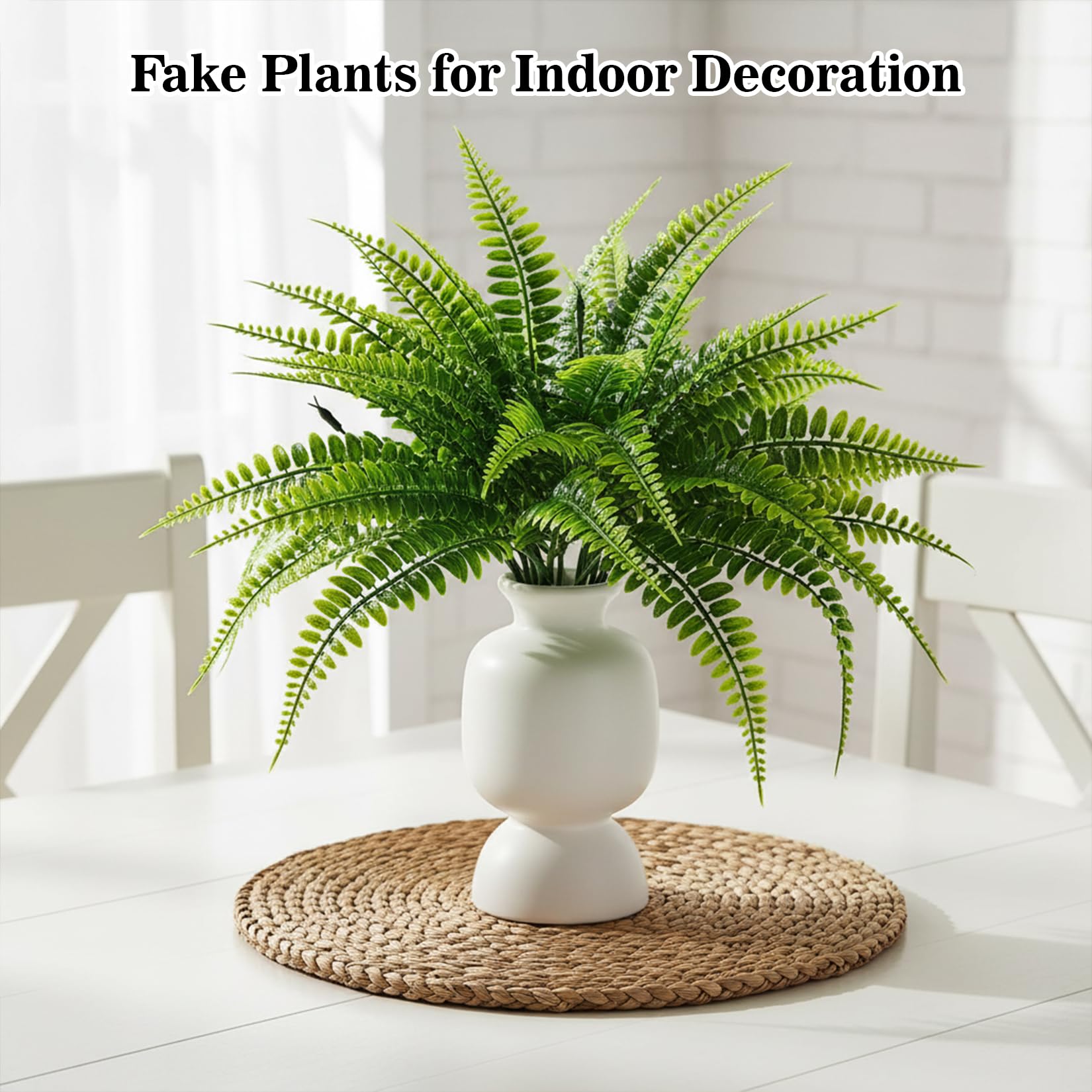 MAQIHAN 10 Pcs Fake Fern - Artificial Ferns for Outdoors - Faux Ferns for Outdoor Planter Large Outdoor Patio Decor Boston Fern Artificial Plants Faux Greenery Porch Decor - Image 4
