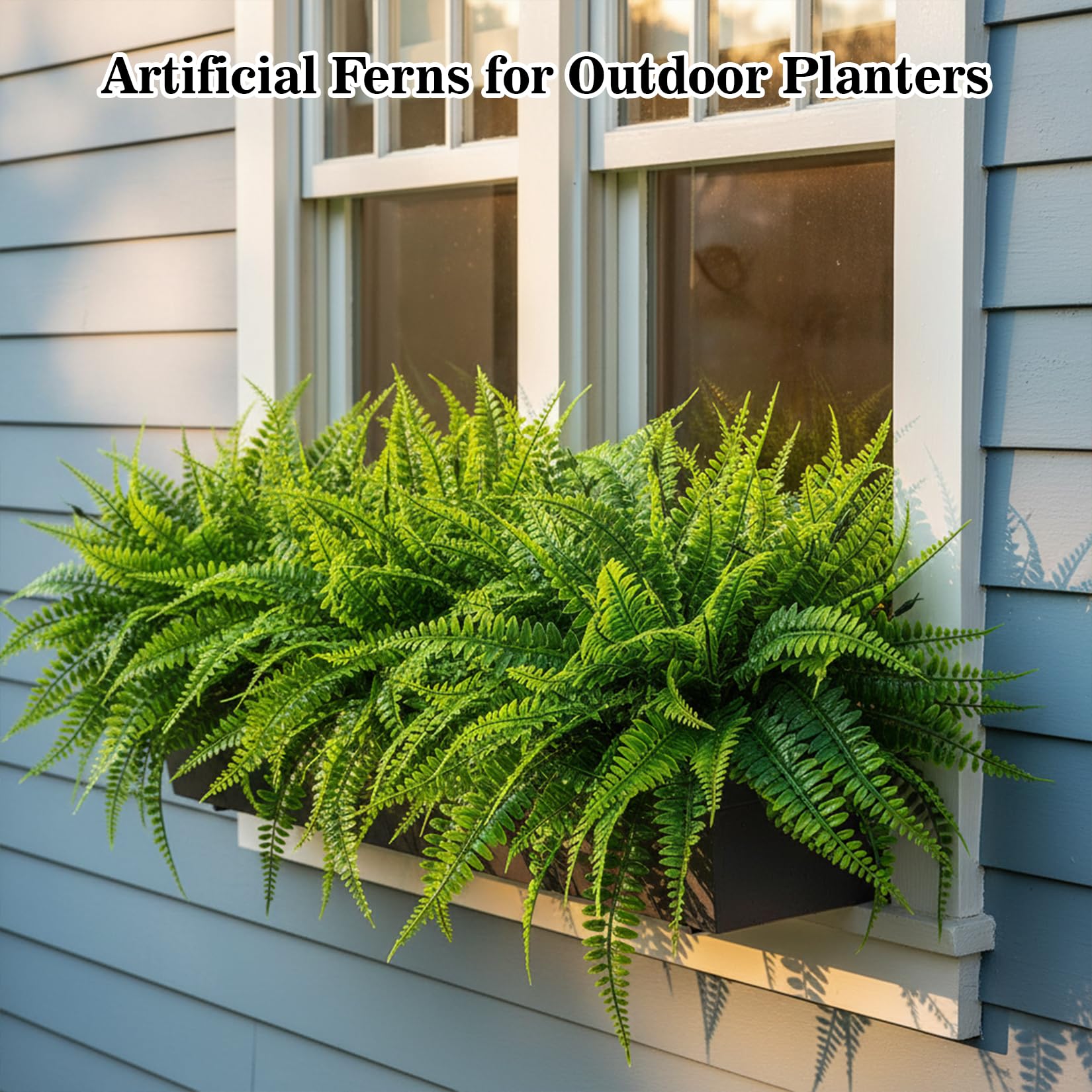 MAQIHAN 10 Pcs Fake Fern - Artificial Ferns for Outdoors - Faux Ferns for Outdoor Planter Large Outdoor Patio Decor Boston Fern Artificial Plants Faux Greenery Porch Decor - Image 6