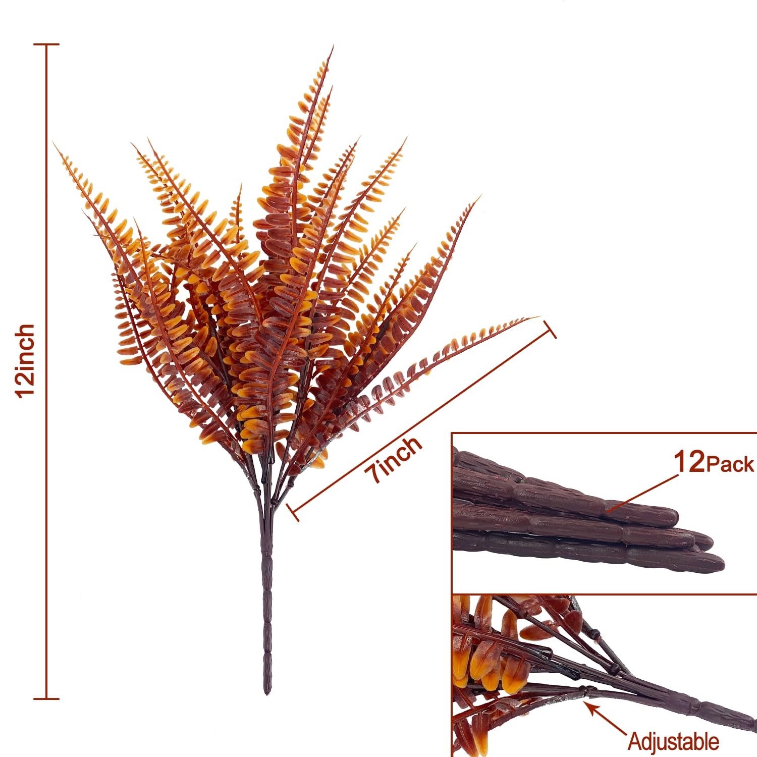 TURNMEON 12 Bundles Artificial Fall Flowers for Outdoors Fall Thanksgiving Decorations, UV Resistant Fall Plants Faux Boston Fern Fake Mums Plastic Greenery Shrubs for Home Porch Gardens Autumn Decor - Image 7