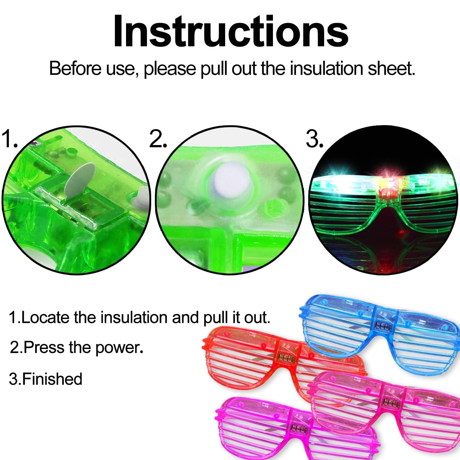 TURNMEON 148 PCS Glow in the Dark Party Supplies Light Up Toys with 24 Led Glasses, 24 Flashing Bracelets and 100 Glow Sticks Bulk Party Favors Birthday Wedding Carnivals Concert Patriotic - Image 5