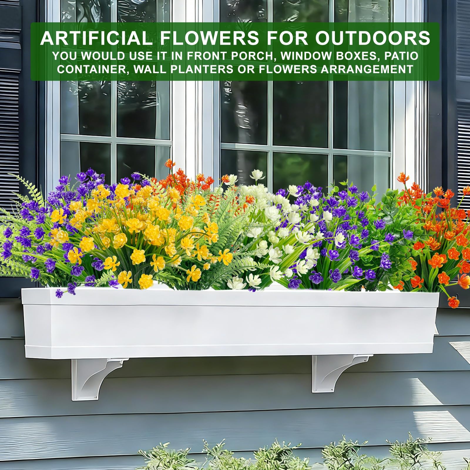 TURNMEON 20 Bundles Artificial Flowers for Outdoors, Spring Grass Camellia Fake Flowers Fern Plants Eucalyptus UV Resistant No Fade Greenery for Garden Porch Indoor Cemetery Summer Decor(Mix 6 Styles) - Image 8