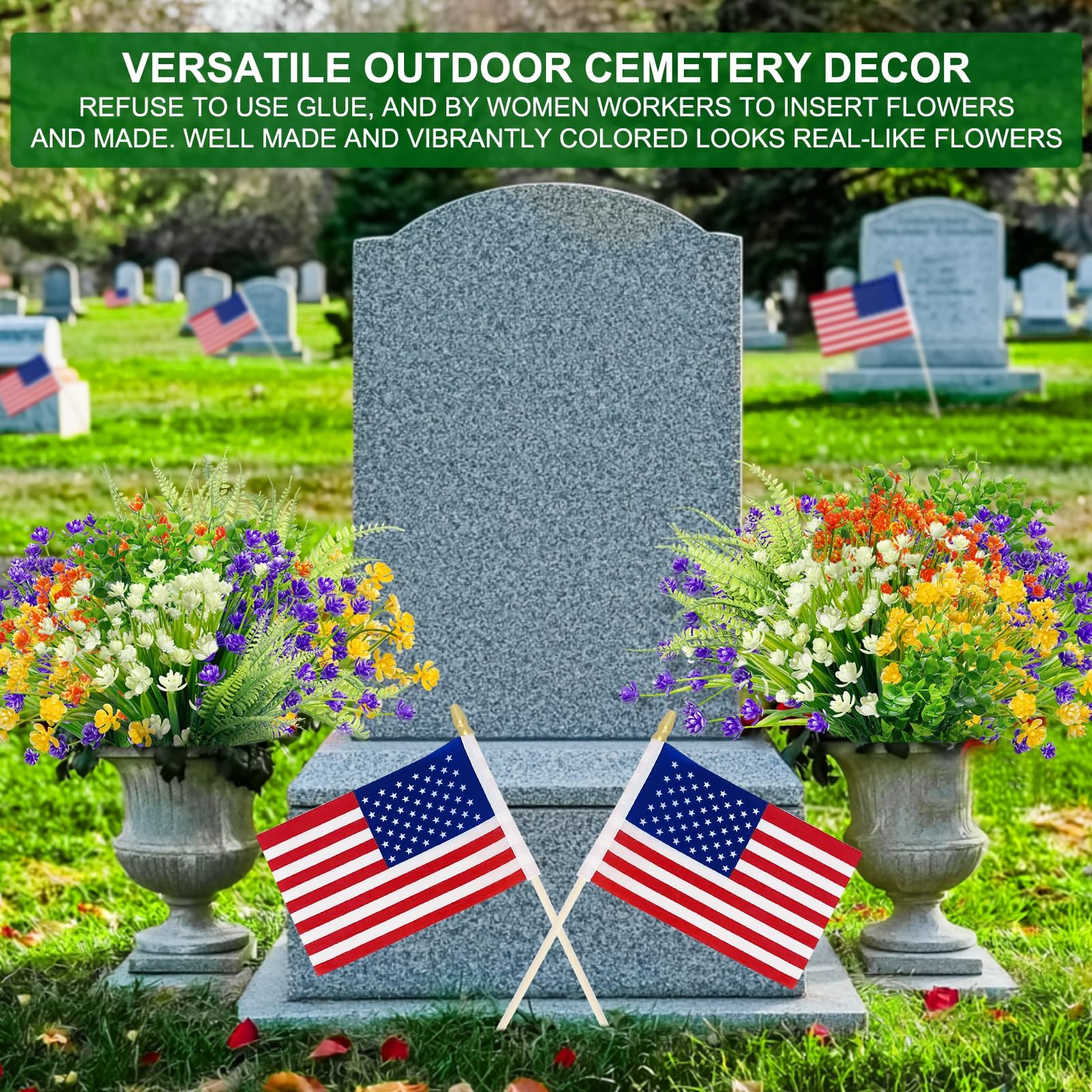 TURNMEON 20 Bundles Artificial Flowers for Outdoors, Spring Grass Camellia Fake Flowers Fern Plants Eucalyptus UV Resistant No Fade Greenery for Garden Porch Indoor Cemetery Summer Decor(Mix 6 Styles) - Image 9