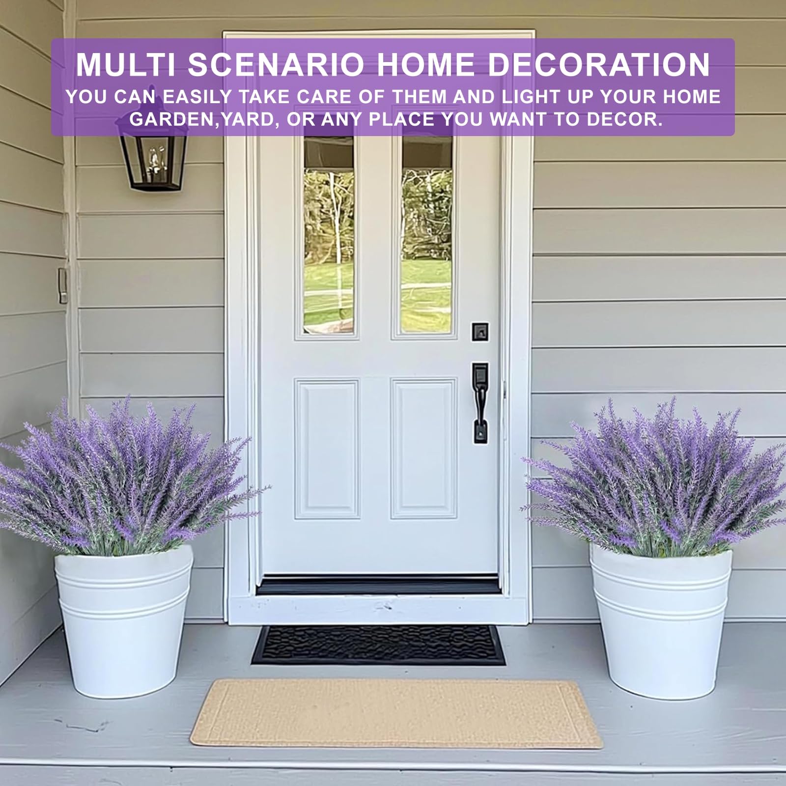 TURNMEON 20 Bundles Artificial Lavender Flowers for Outdoors Summer Decor,UV Resistant No Fade Fake Plants Plastic Faux Plants for Home Window Box Planter Porch Garden Home Cemetery Decor(Gray Purple) - Image 3