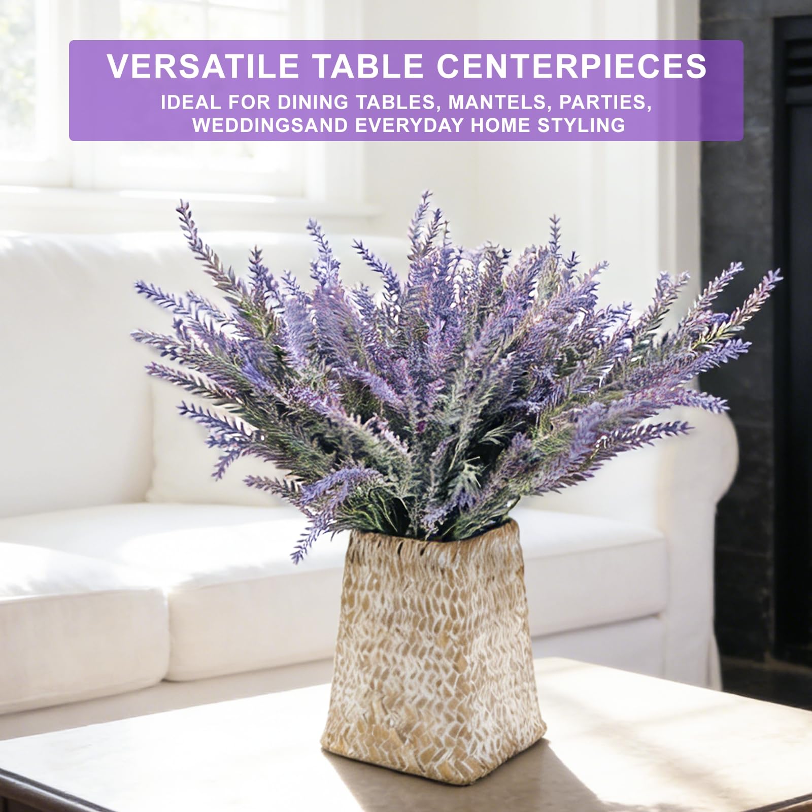 TURNMEON 20 Bundles Artificial Lavender Flowers for Outdoors Summer Decor,UV Resistant No Fade Fake Plants Plastic Faux Plants for Home Window Box Planter Porch Garden Home Cemetery Decor(Gray Purple) - Image 6