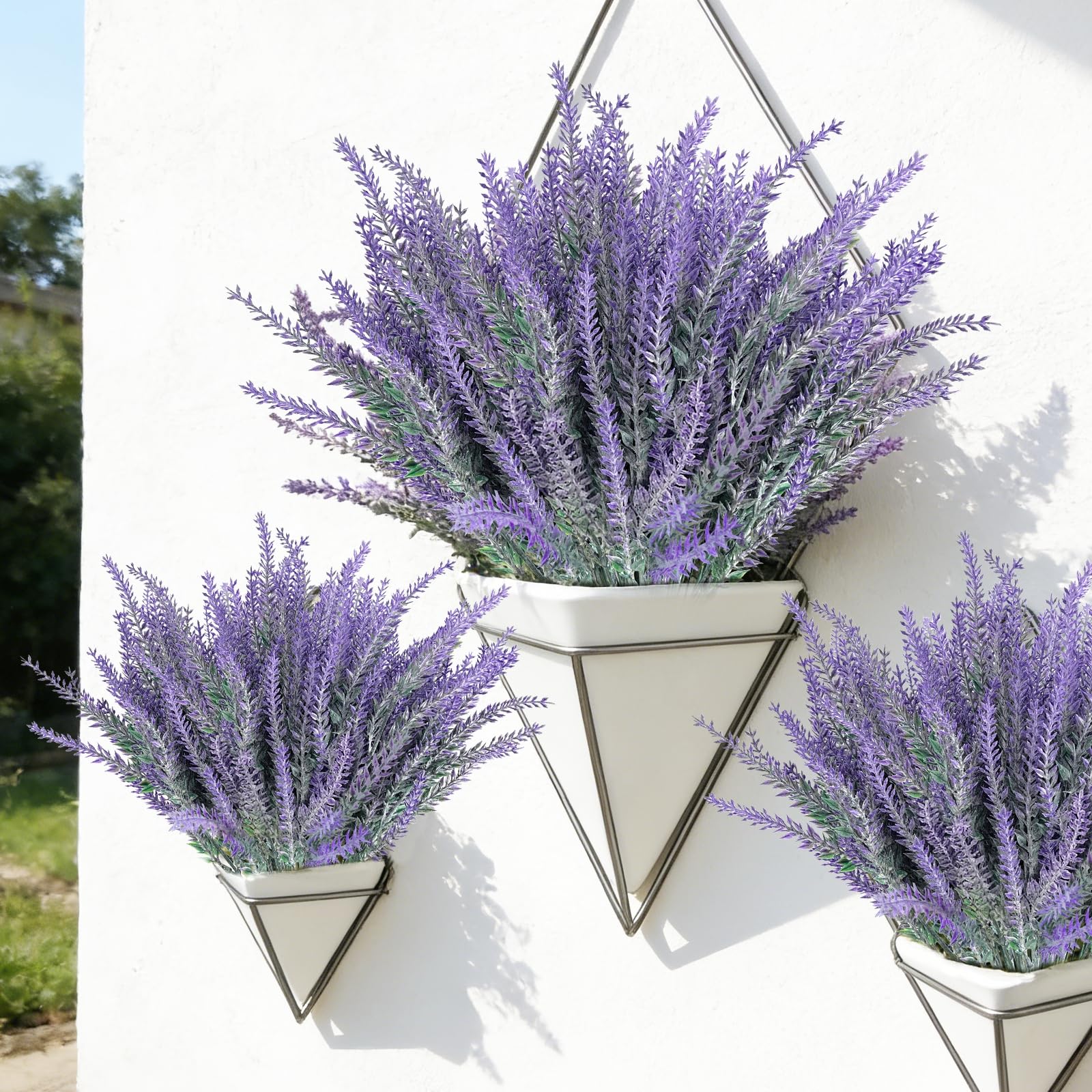 TURNMEON 20 Bundles Artificial Lavender Flowers for Outdoors Summer Decor,UV Resistant No Fade Fake Plants Plastic Faux Plants for Home Window Box Planter Porch Garden Home Cemetery Decor(Gray Purple) - Image 8