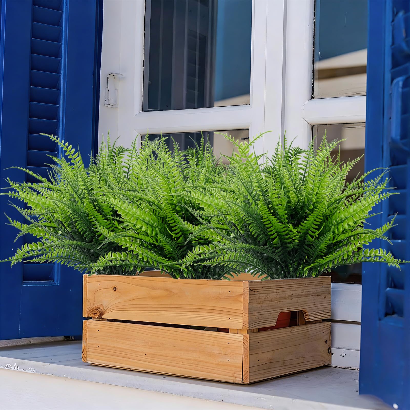 TURNMEON 20 Bundles Artificial Plants Outdoor Faux Boston Fern 17 Inch Long Length Summer Decor, Fake Plants UV Resistant No Fade Plastic Greenery Shrubs Flowers for Garden Porch Indoor Cemetery Decor - Image 8