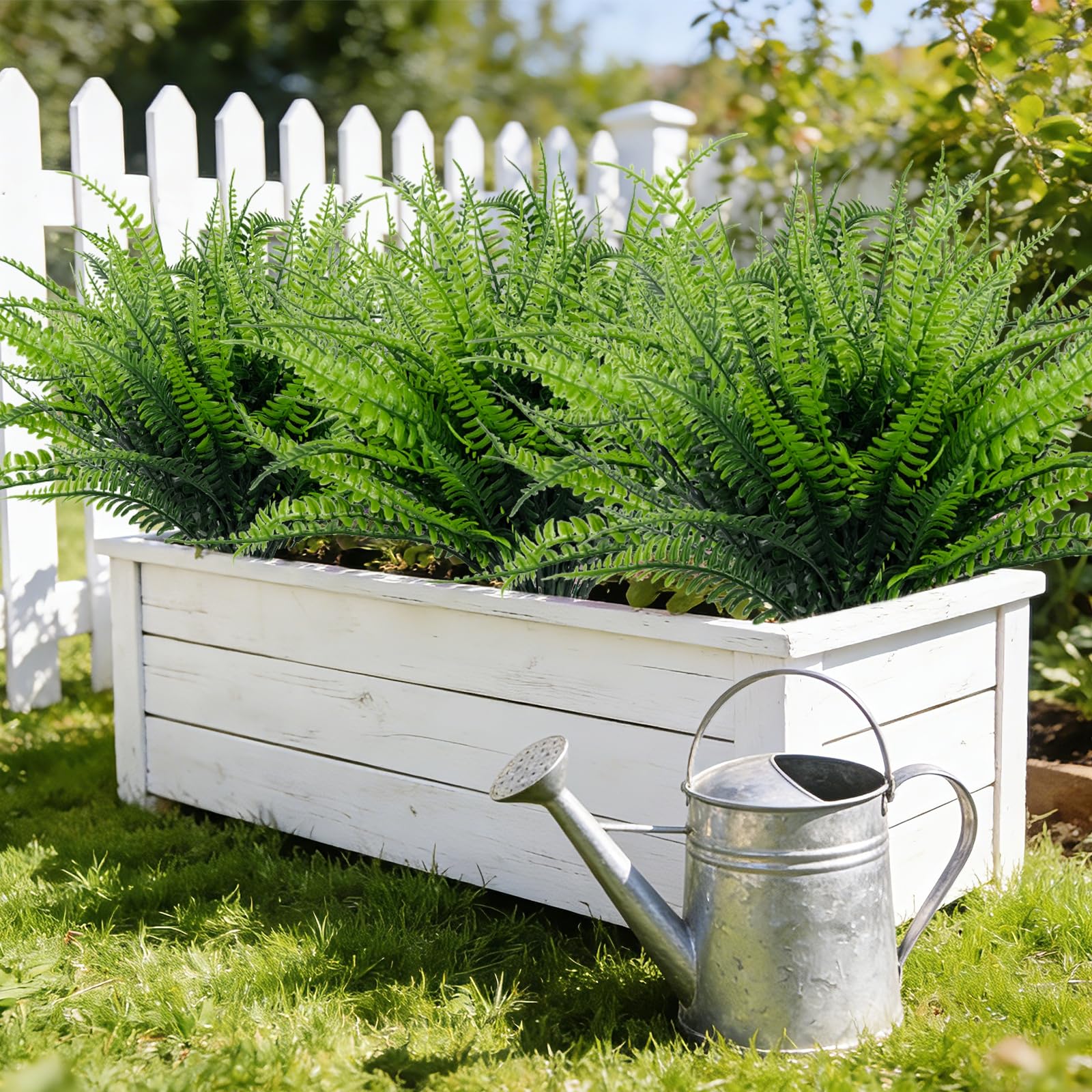 TURNMEON 20 Bundles Artificial Plants Outdoor Faux Boston Fern 17 Inch Long Length Summer Decor, Fake Plants UV Resistant No Fade Plastic Greenery Shrubs Flowers for Garden Porch Indoor Cemetery Decor - Image 9