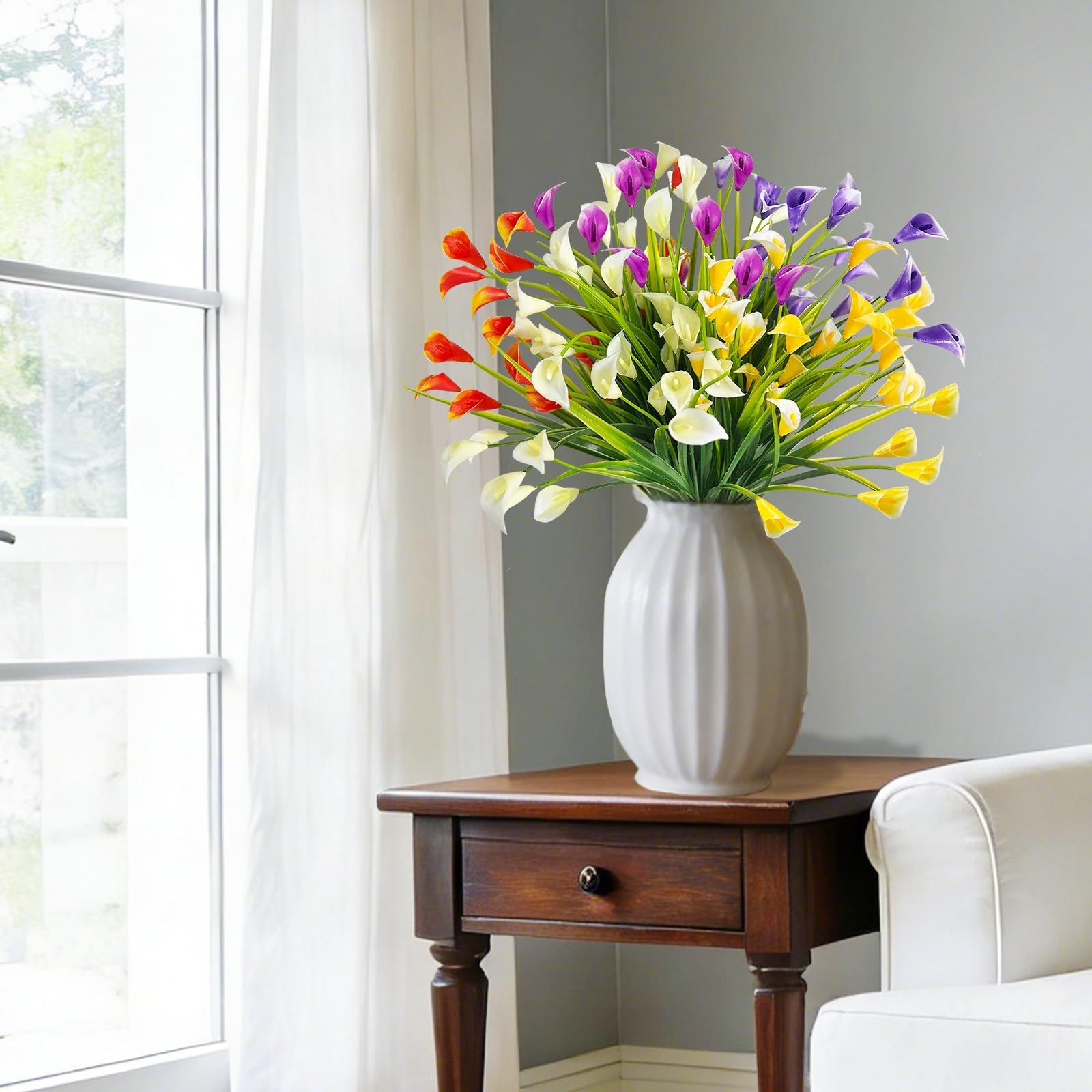 TURNMEON 20 Bundles Calla Lily (400 Heads) Artificial Flowers for Outdoors, Fake Plants UV Resistant Faux Plastic Fake Flowers for Indoor Planter Porch Gardens Home Summer Cemetery Decor(Color Mix) - Image 4