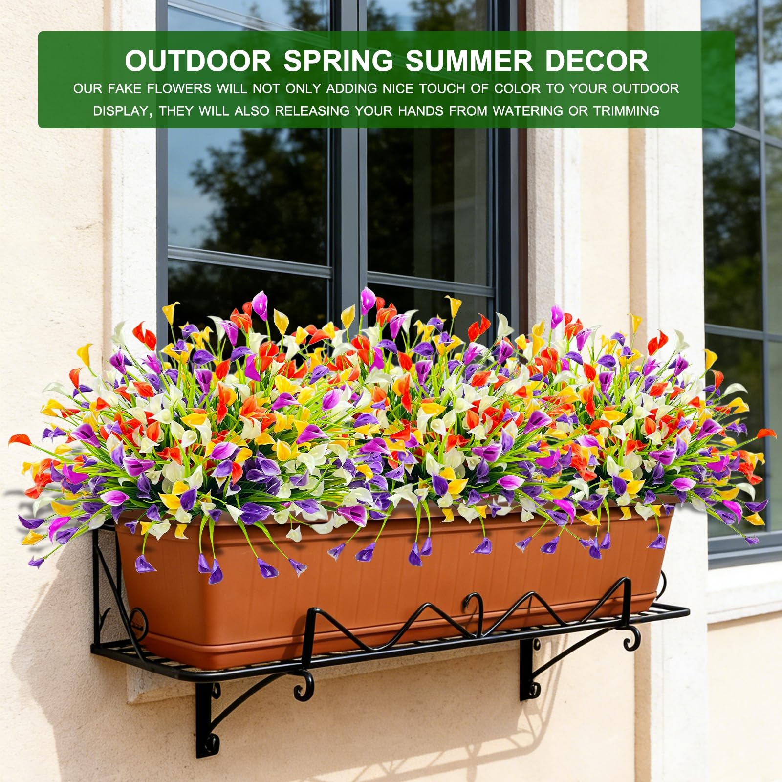 TURNMEON 20 Bundles Calla Lily (400 Heads) Artificial Flowers for Outdoors, Fake Plants UV Resistant Faux Plastic Fake Flowers for Indoor Planter Porch Gardens Home Summer Cemetery Decor(Color Mix) - Image 6