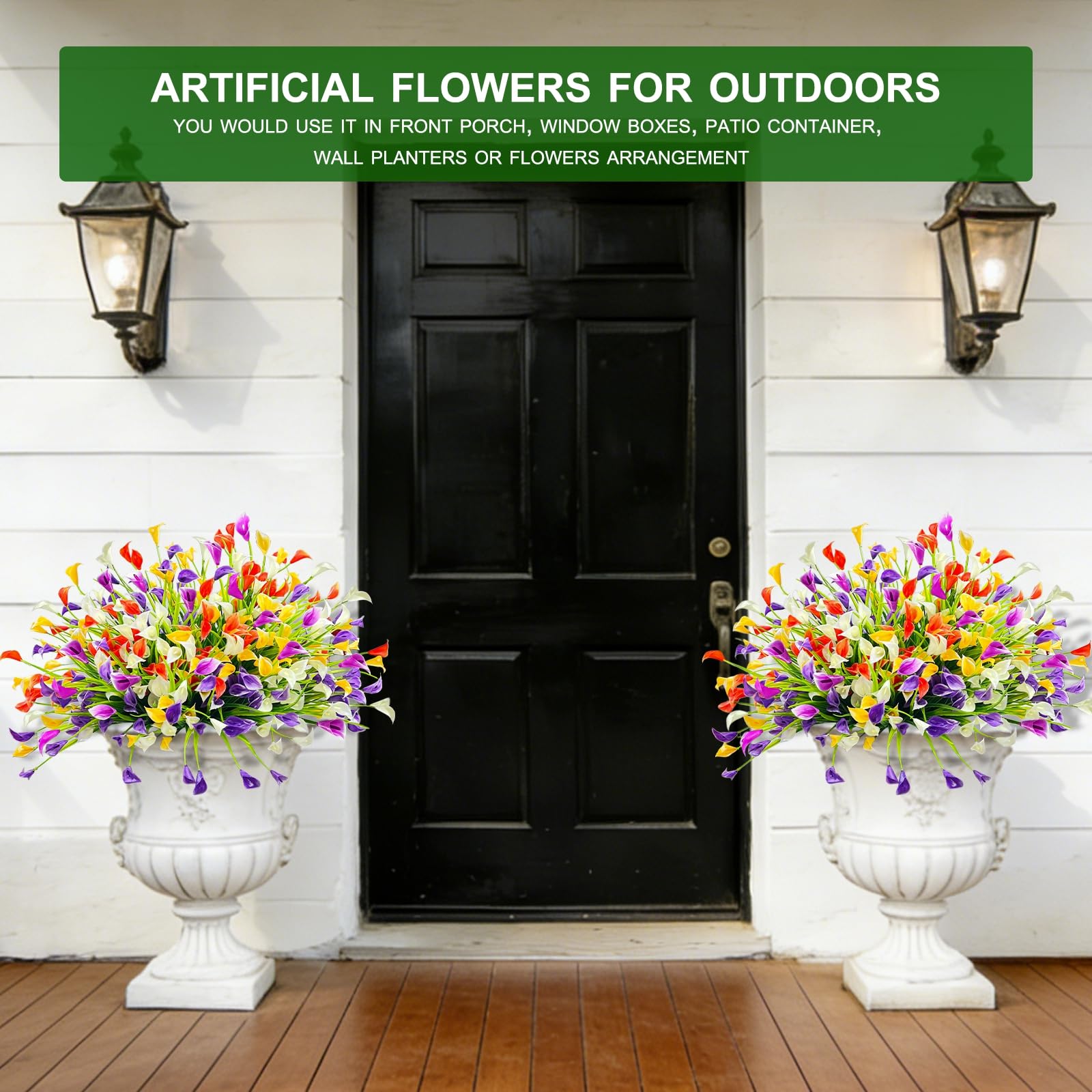 TURNMEON 20 Bundles Calla Lily (400 Heads) Artificial Flowers for Outdoors, Fake Plants UV Resistant Faux Plastic Fake Flowers for Indoor Planter Porch Gardens Home Summer Cemetery Decor(Color Mix) - Image 7