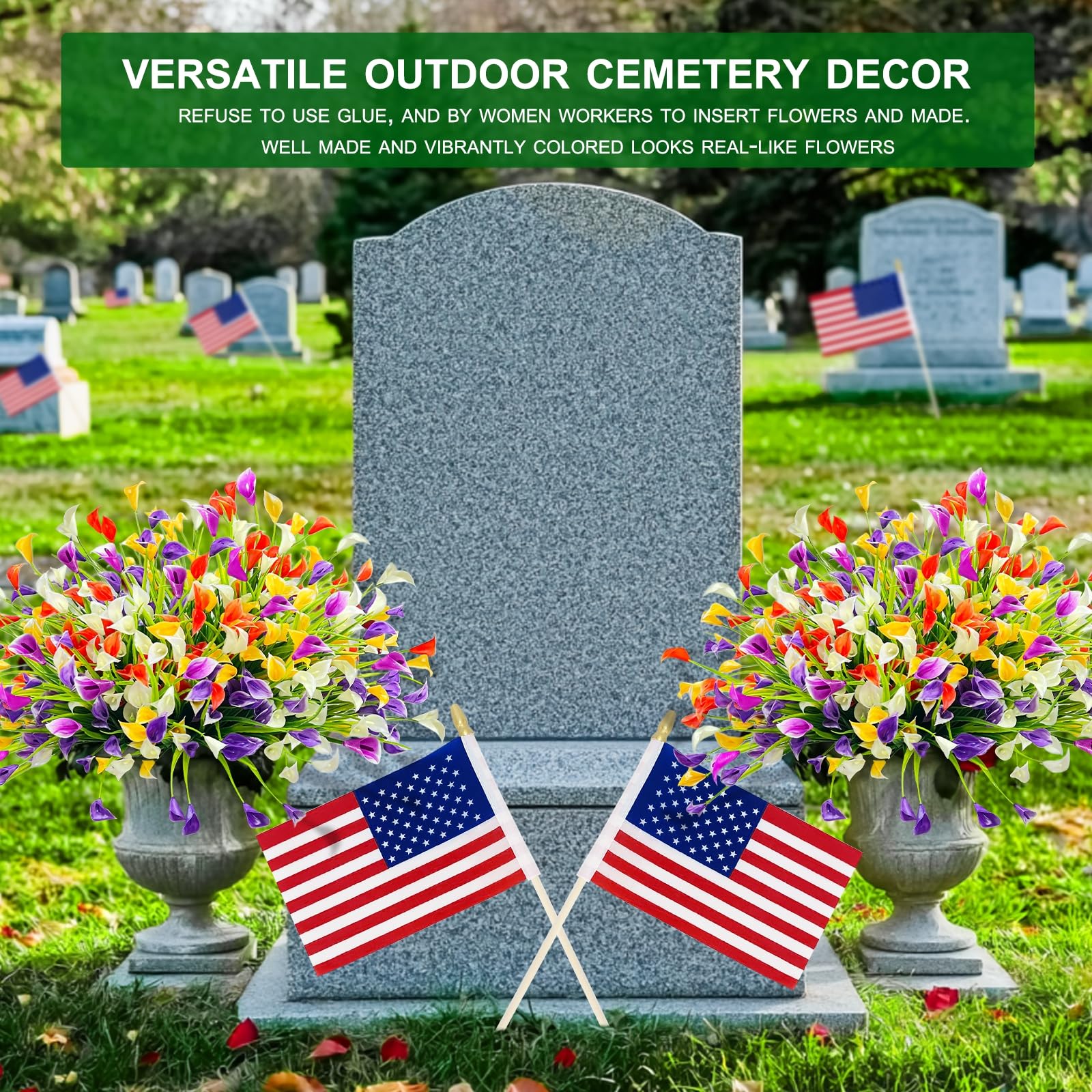 TURNMEON 20 Bundles Calla Lily (400 Heads) Artificial Flowers for Outdoors, Fake Plants UV Resistant Faux Plastic Fake Flowers for Indoor Planter Porch Gardens Home Summer Cemetery Decor(Color Mix) - Image 9