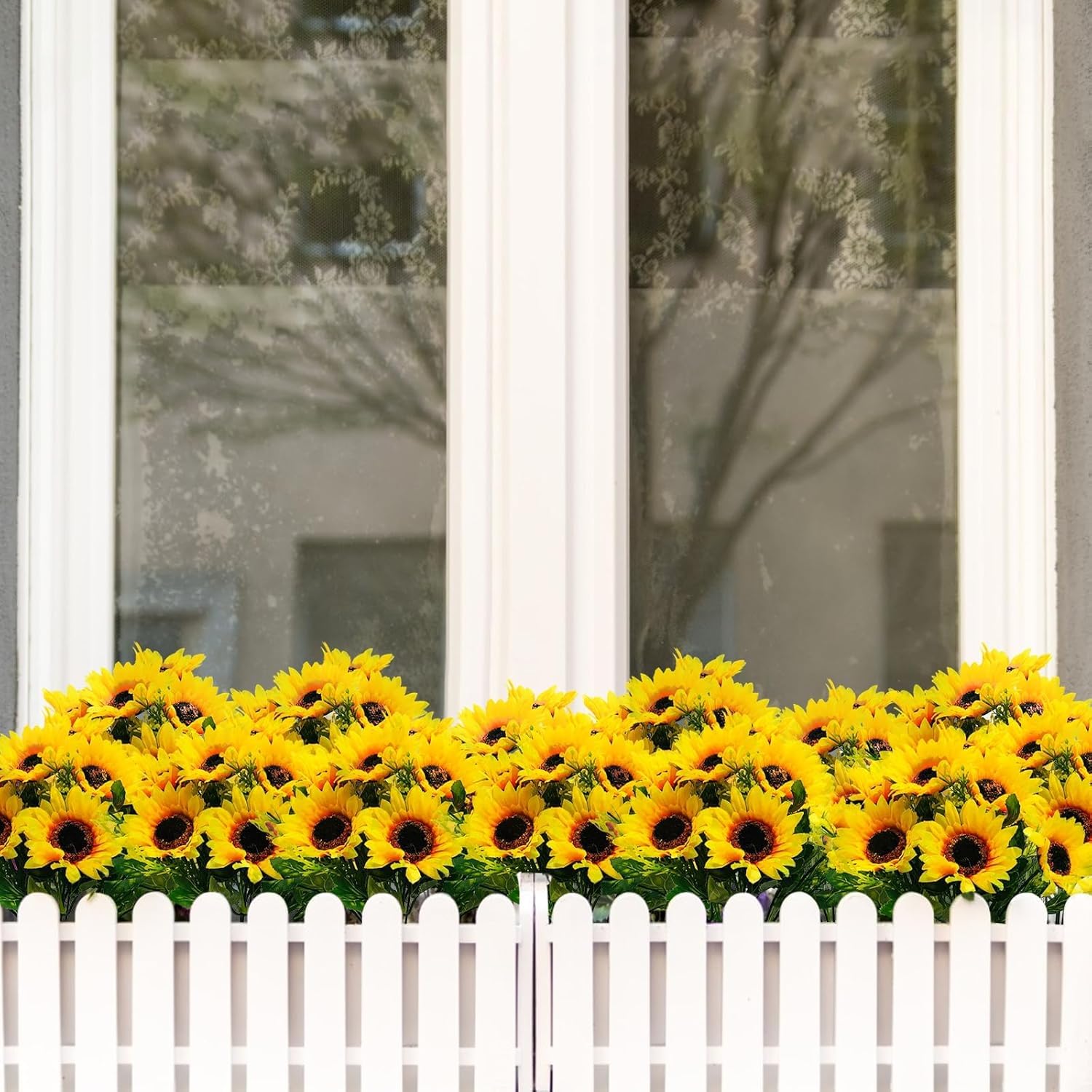 TURNMEON 28Pcs Sunflowers Artificial Flowers for Outdoors Summer Decor, 4 Pack Fake Flowers Silk Faux Sunflower Bouquet Arrangement for Vase Wedding Table Indoor Home Grave Flowers Cemetery Decor - Image 9