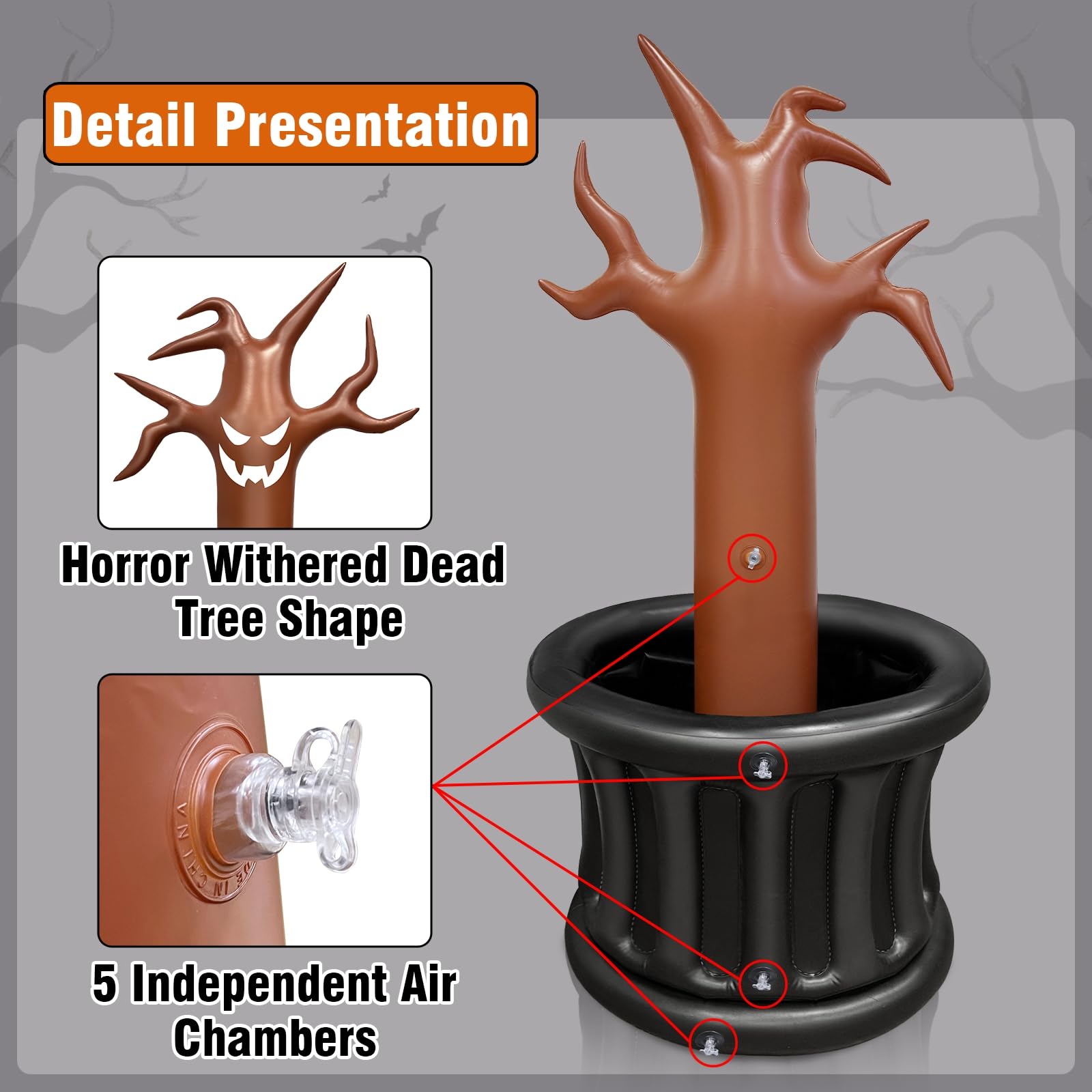 TURNMEON 5 Ft Halloween Infltable Drink Cooler, 100+ Cans Large Capacity Halloween Inflatable Dead Tree Cooler Decoration Party Supplies for Outdoor Indoor Home Halloween Theme Parties Events - Image 5