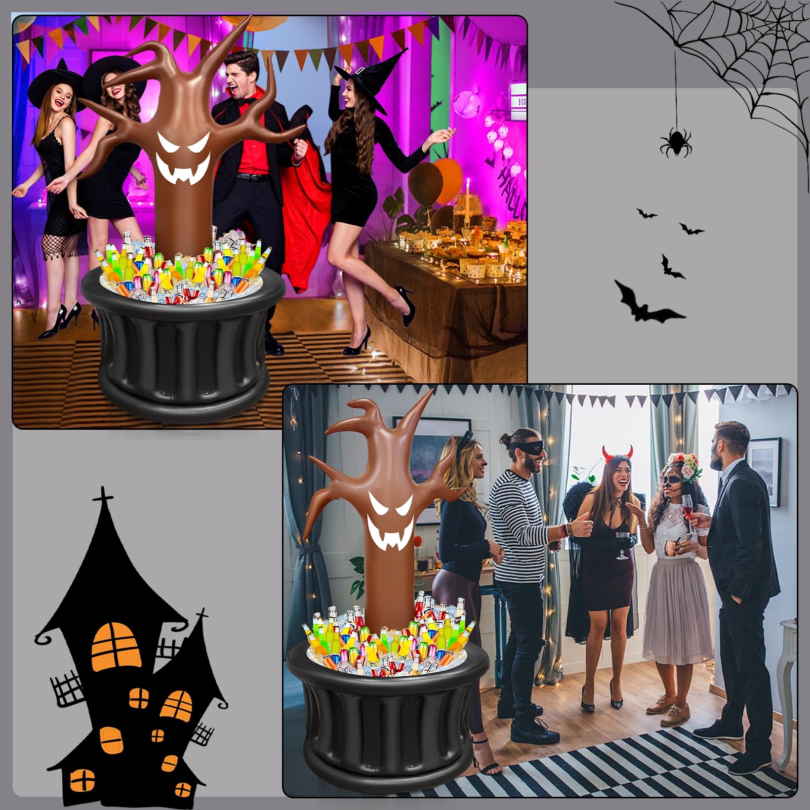 TURNMEON 5 Ft Halloween Infltable Drink Cooler, 100+ Cans Large Capacity Halloween Inflatable Dead Tree Cooler Decoration Party Supplies for Outdoor Indoor Home Halloween Theme Parties Events - Image 6