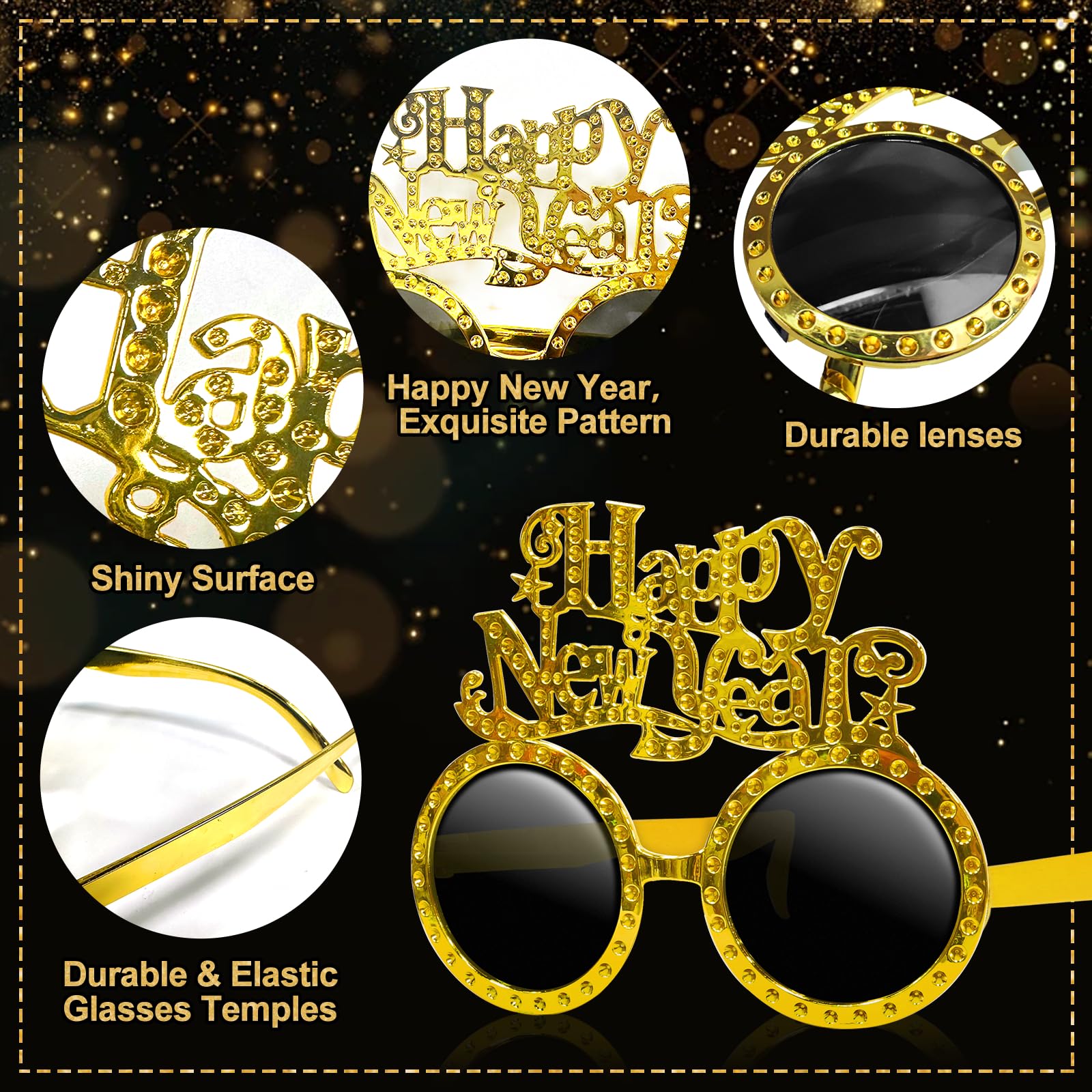TURNMEON 6 Pairs Happy New Year 2026 Glasses New Years Eve Party Supplies Decorations, Glitter Glasses New Years Eve glasses Funny Sunglasses for New Year Celebration Photo Props Party Favors - Image 6