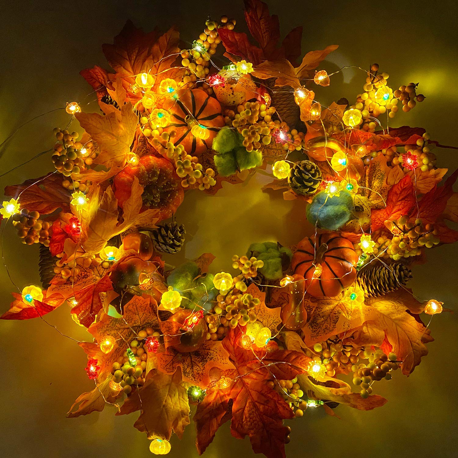 TURNMEON Fall Decor 30LED/10Ft 3D Pumpkin Lights Thanksgiving Fall Decorations for Home, 3 in 1 Battery Powered Fall Lights Pumpkin Decor, Fall Garland Autumn Indoor Outdoor Christmas Halloween Decor - Image 7